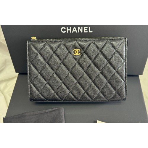 Chanel Classic Zipped pouch in Black Leather Chanel Classic Zipped pouch in Black Leather