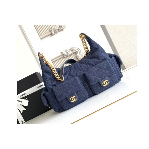 Chanel AS5302 Maxi Hobo Bag in Blue Denim