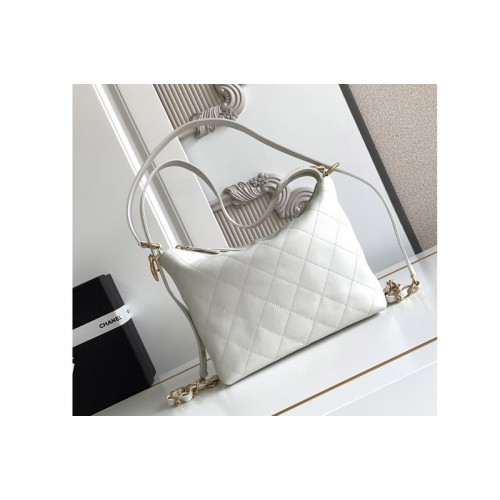 Chanel Small Hobo Bag in White Leather