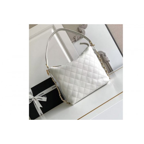 Chanel Medium Hobo Bag in White Leather