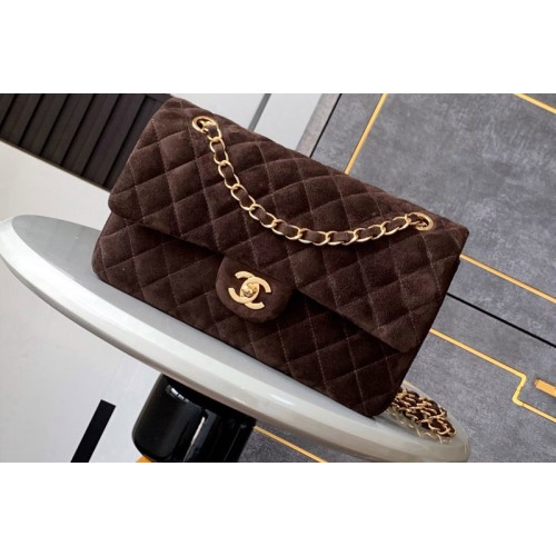 Chanel A01112 Classic 11.12 Handbag in Dark Brown Velvet