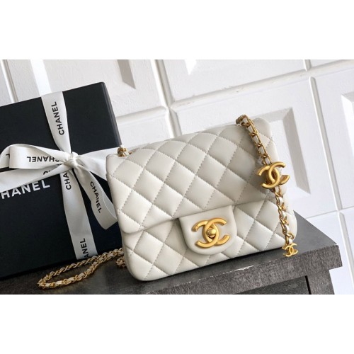 Chanel AS5758 Mini Flap Bag in Light Gray Leather