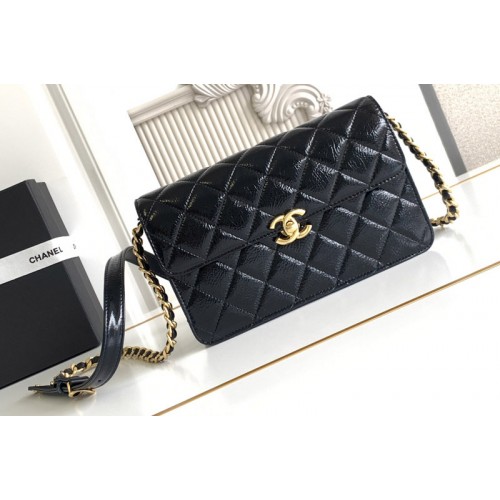 Chanel Clutch With Strap Bag in Black Leather