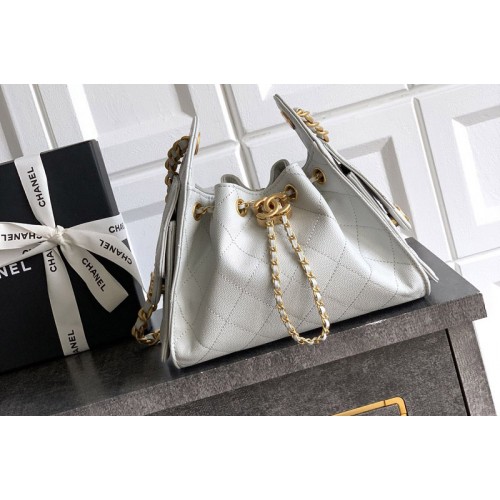 Chanel 25 Mini Handbag in Light Gray Leather