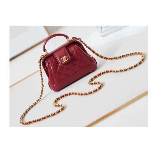 Chanel Mini Bag With Top Handle in Red Leather Chanel Mini Bag With Top Handle in Red Leather
