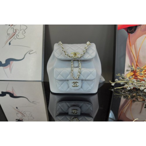 Chanel Duma Small Backpack in Light Blue Leather