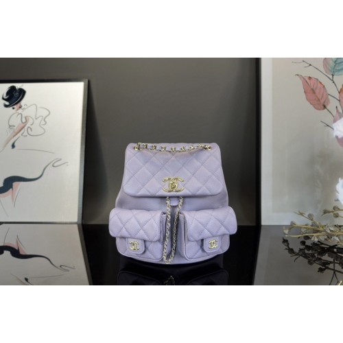 Chanel AS3860 Backpack in Purple Grained Calfskin