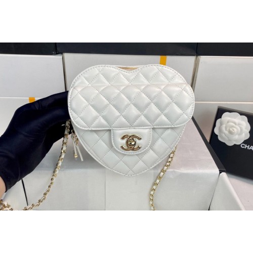 Chanel Heart Bag in White Leather