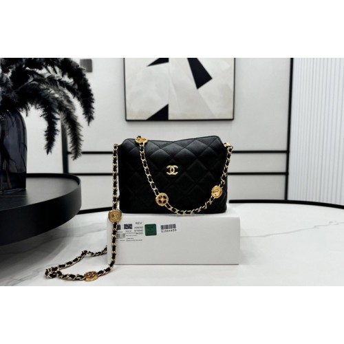 Chanel A96092 Clutch With Chain in Black Leather