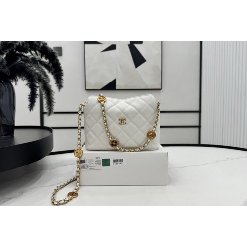 Chanel A96092 Clutch With Chain in White Leather