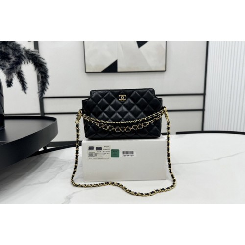 Chanel A96061 Clutch With Chain in Black Leather