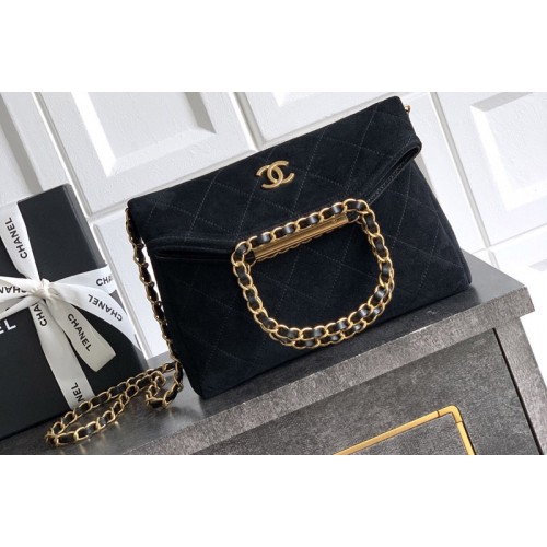 Chanel Mini Hobo Handbag in Black Suede