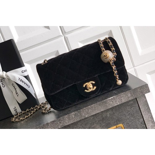 Chanel AS1787 Mini Flap Bag in Black Velvet