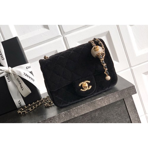 Chanel AS1786 Mini Flap Bag in Black Velvet Chanel AS1786 Mini Flap Bag in Black Velvet