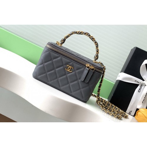 Chanel AP4842 Long Vanity With Chain in Gray Leather