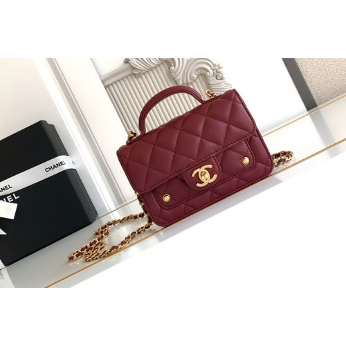 Chanel AP4675 Clutch With Chain In Red Leather
