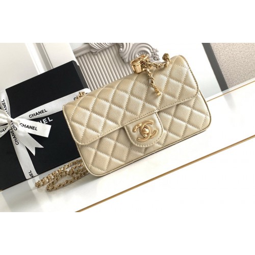 Chanel Mini Flap Bag in Gold Leather