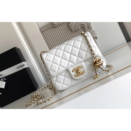 Chanel Mini Flap Bag in White Leather