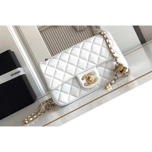 Chanel Mini Flap Bag in White Leather