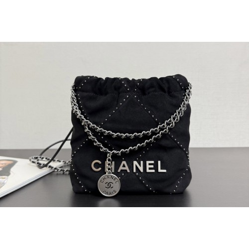 Chanel 22 Mini Handbag  AS3980 in Black Suede