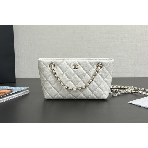 Chanel Mini Tote Bag in White Leather