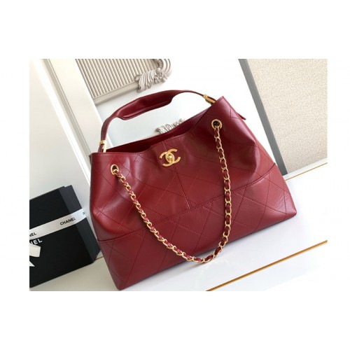 Chanel AS5657 Shopping Bag in Red Leather