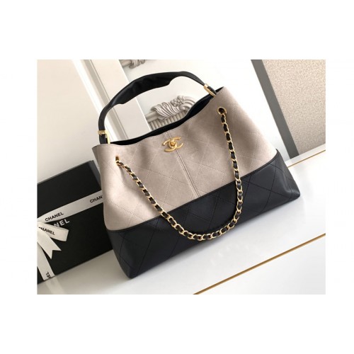 Chanel AS5657 Shopping Bag in Gray/Black Suede