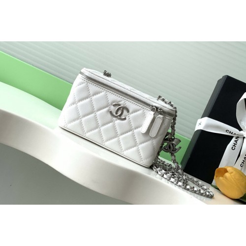 Chanel Long Vanity With Chain in White Leather