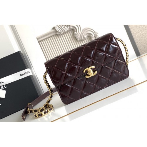 Chanel AS5618 Mini Flap Bag in Dark Brown Leather
