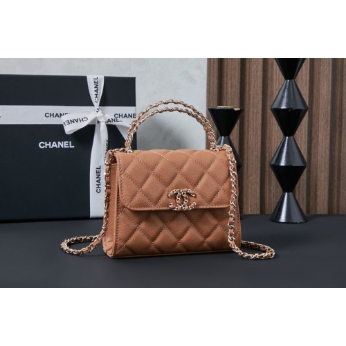 Chanel AP3237 Clutch With Chain in Brown Leather