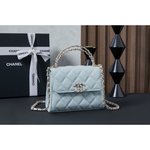 Chanel AP3237 Clutch With Chain in Blue Leather