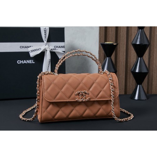 Chanel Clutch With Chain in Brown Leather