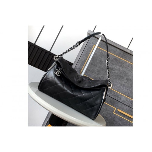 Chanel Vintage Small Hobo Bag in Black Leather