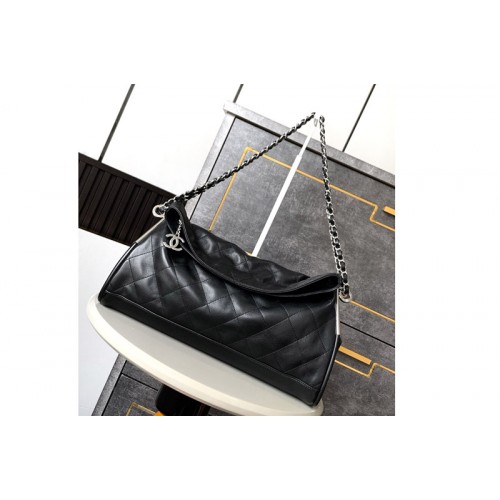 Chanel Vintage Large Hobo Bag in Black Leather