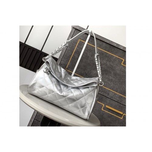Chanel Vintage Small Hobo Bag in Silver Leather
