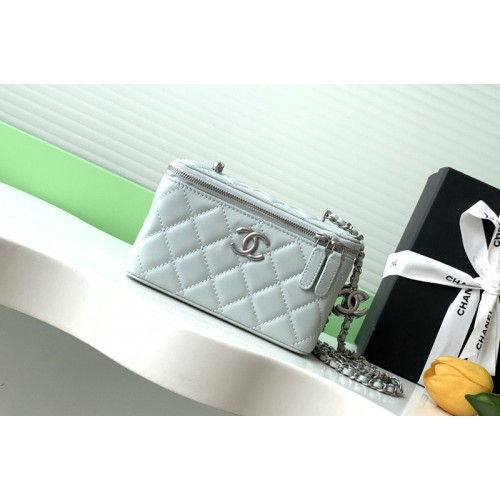 Chanel Long Vanity With Chain in Blue Leather