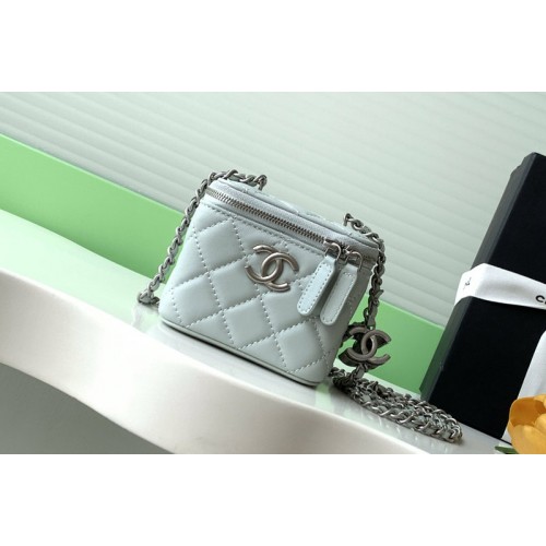 Chanel AP1340 Classic Small Vanity With Chain in Blue Leather