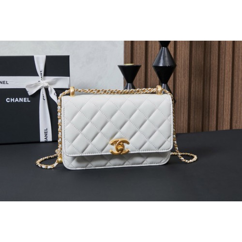 Chanel AP2289 Wallet On Chain in White Leather