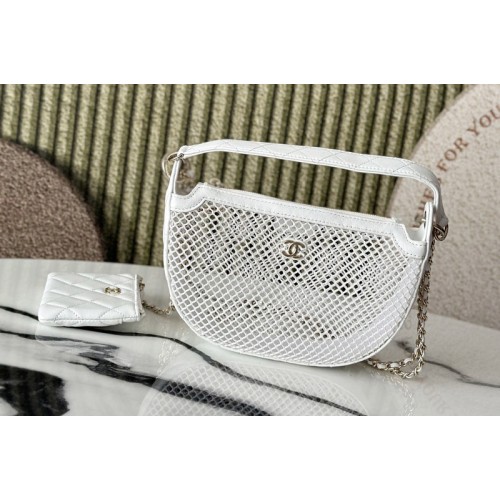 Chanel AP4573 Clutch With Chain in White Leather