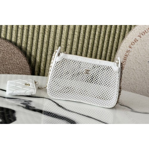 Chanel AP4572 Clutch With Chain in White Leather