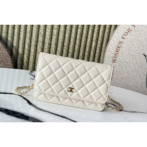 Chanel AP4241 Wallet On Chain in White Leather