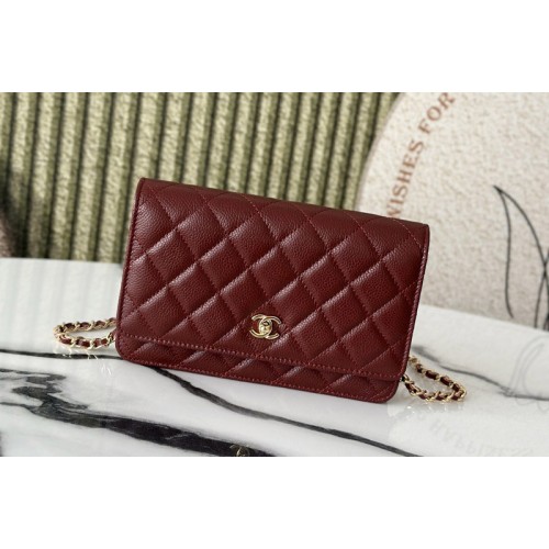 Chanel AP4241 Wallet On Chain in Bordeaux Leather