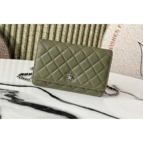 Chanel AP4241 Wallet On Chain in Green Leather