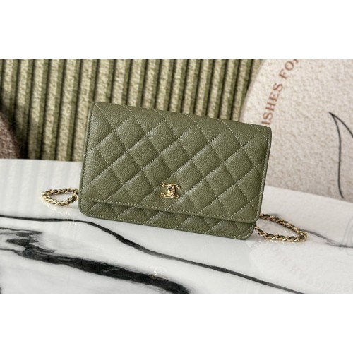 Chanel AP4241 Wallet On Chain in Green Leather