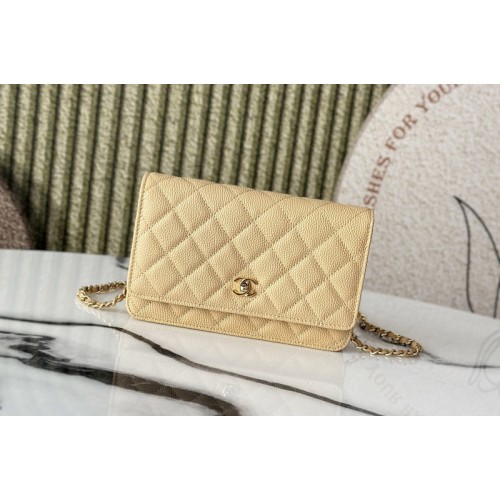 Chanel AP4241 Wallet On Chain in Yellow Leather