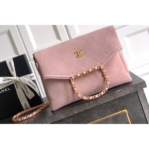 Chanel Small Hobo Handbag in Pink Suede