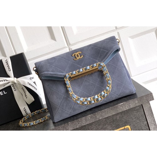 Chanel Mini Hobo Handbag in Blue Suede