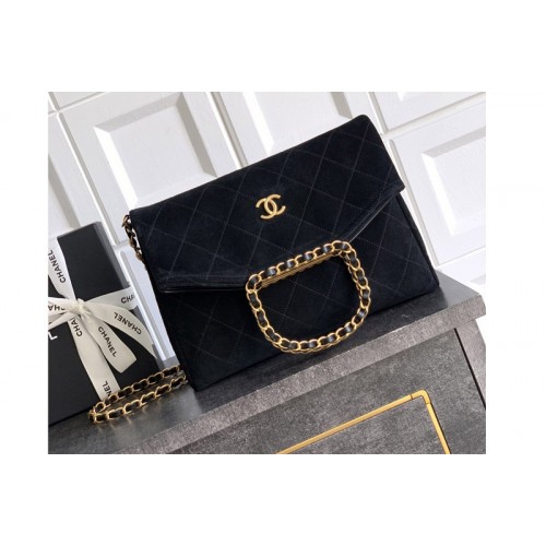 Chanel Small Hobo Handbag in Black Suede