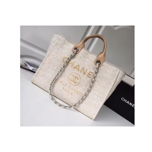 Chanel Original Canvas Leather Tote Shopping Bags 92298 Offwhite