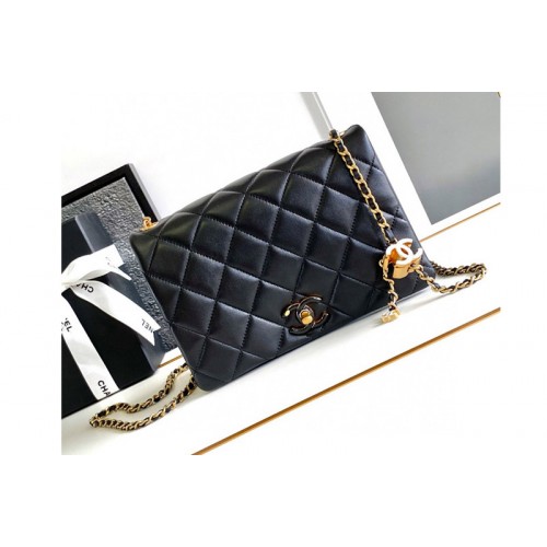 Chanel AS4967 Small Flap Bag in Black Leather